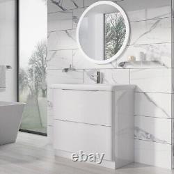 900mm Floor Standing Unit With Storage & White Resin Wash Basin Eaton White