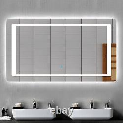 Anti-fog Bathroom Mirror LED With Demister Pad Illuminated Lighted Wall Mounted