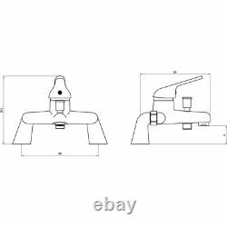 Bath Shower Mixer Tap Chrome Single Lever & Square 3 Way Rigid Riser Rail Kit