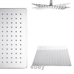 Bath Shower Mixer Tap Chrome Single Lever & Square 3 Way Rigid Riser Rail Kit