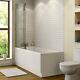 Bathroom 1700mm Single Ended Straight Bath 4mm Glass Screen Front Panel White