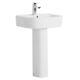 Bathroom Basin Sink Full Pedestal with Overflow Hand Wash Basin Single Tap Hole