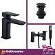 Bathroom Bath Filler Shower Mixer Matte Black Basin Tap & Waste Zena Modern