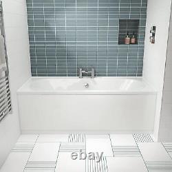 Bathroom Bath Modern Tub Single Double Ended Acrylic Square White 1700mm Bathtub