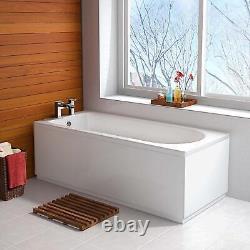 Bathroom Bath Nuie Single Ended Modern Standard Tub Round White 1500 x 700mm