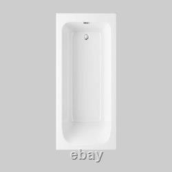 Bathroom Bath Single Ended Tub Square White 1700 x 700mm Bathtub Soak Acrylic