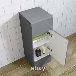 Bathroom Cabinet Vanity Unit Storage Grey Gloss Unit Single Door Modern 300mm