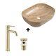 Bathroom Counter Top Basin Sink & Tap & Filler Waste Single Lever Faucet Modern
