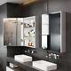 Bathroom Mirror Cabinet Single Door Silver Wall-Mounted Vanity Mirror Farmhouse