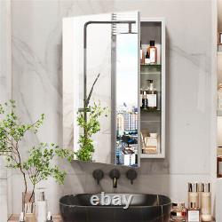Bathroom Mirror Cabinet Single Door Silver Wall-Mounted Vanity Mirror Farmhouse