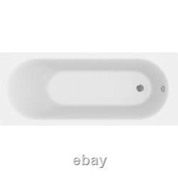 Bathroom Single Ended 1700x700mm Curved Bath Front Panel Acrylic White Modern