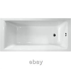 Bathroom Single Ended 1700x700mm Square Bath Side End Panel Acrylic White Modern