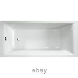 Bathroom Single Ended 1700x750 Square Bath Front End Panel Acrylic White Modern