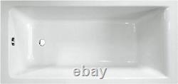 Bathroom Single Ended 1800x800mm Square Bath Front Panel Acrylic White Modern