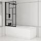 Bathroom Single Ended Bath Straight Square tub Acrylic Gloss White Screen Modern