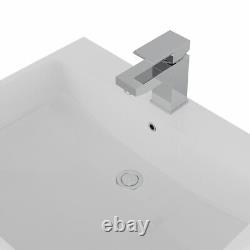Bathroom Square Wash Basin Sink Full Pedestal White Ceramic Single Tap Hole