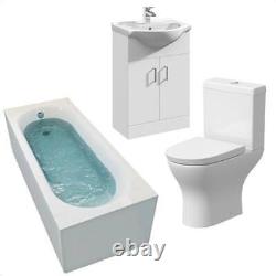 Bathroom Suite Bath 1700 Single Ended Straight Basin Sink Vanity Unit Toilet WC