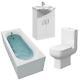 Bathroom Suite Single Ended Bath Close Coupled Toilet WC Vanity Unit Basin Sink