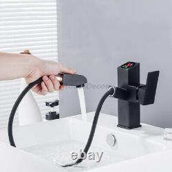 Bathroom Tap Single Lever Mixer with Temperature Display Pull Out Shower Faucet