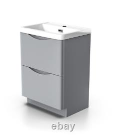 Bathroom Vanity Unit Sink 500 600 700 800mm Floor Cabinet Silver Basin