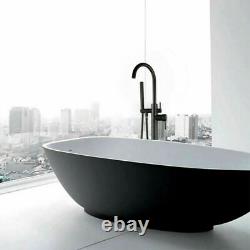 Black Free Standing Floor Mount Bathtub Tap Faucet Bath Shower System Set