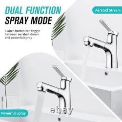 CREA Pull Out Bathroom Mixer Basin Tap, One Hole Monobloc Single Lever with