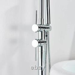 Chrome Floor Mounted Free Standing Bathtub Faucet Shower Tub Filler Mixer Tap UK