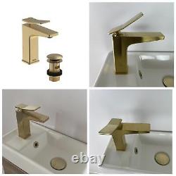 Cold Start Modern Mono Basin Mixer Tap Single Lever Brushed Brass Bathroom Sink