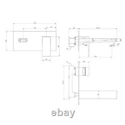 Dara Bathroom Matt Black Wall Mounted Single Lever Mixer Basin Tap