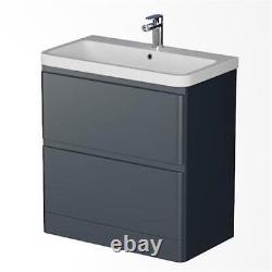 Floorstanding Bathroom Vanity Unit Basin Sink Storage Furniture Cabinet 800 Grey