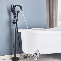 Freestanding Bath Taps Waterfall Tub Mixer Taps with Hand Shower Floor Mounted