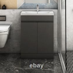 Grey Unit Vanity Bathroom Undersink Doors or Drawers Wall Hung Floorstanding MDF