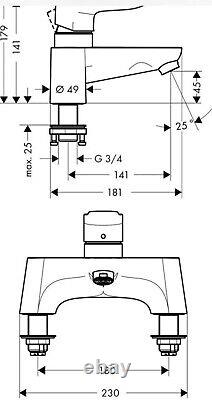 Hansgrohe Metris Single Lever Low Pressure Bath Filler Deck Mounted 31423000