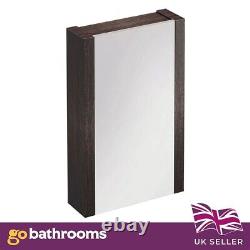 Houghton Dark Wood Effect Bathroom Mirror Single Door Cabinet Storage 500mm