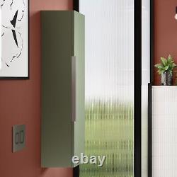 Hudson Reed Bathroom 1200mm Wall Mounted Fluted Tall Unit Green Single Door Unit