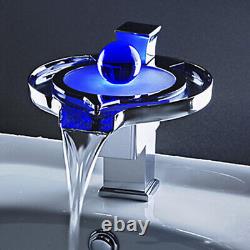 LED Bathroom Basin Sink Taps Chrome Single Hole Deck Mounted Mixer Brass Faucet