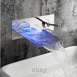 LED Bathroom Mixer Basin/Bathtub Faucet Chrome Single Lever Taps Wall Mounted