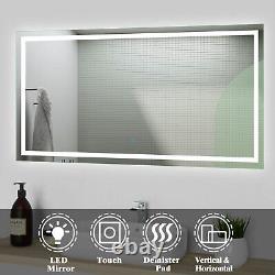 LED Illuminated Bathroom Mirror Touch Sensor Demister Pad Portrait or Landscape
