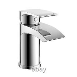 Libra Waterfall Bathroom Tap Basin Mono Mixer Bath Filler Set Solid Brass