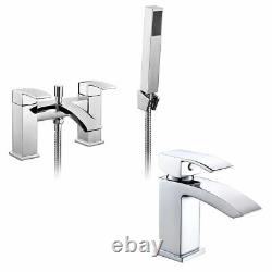 Lucia Square Bathroom Chrome Sink Basin Mono Mixer Bath Filler Shower Tap Brass