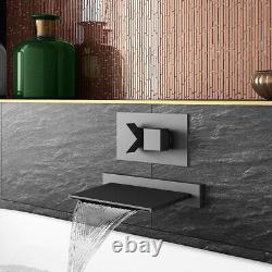 Matt Black Modern Round Bathroom Basin & Bath Taps & Thermostatic Shower Mixers