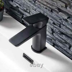 Matte Black Basin Mono Mixer Bathroom Tap Scudo Muro Modern Style Single Lever