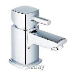 Modern 1/4 Turn Bath & Basin Mixer Taps & Waste Chrome Bathroom Tap Set (ICE 51)