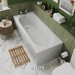 Modern Bathroom 1500mm Single Ended Straight Bath Round Acrylic White Bathtub