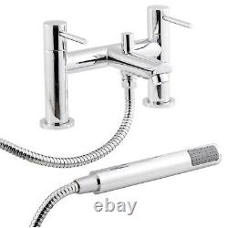 Modern Chrome Bathroom Sink Twin Taps Bath Filler Shower Mixer Basin Waste
