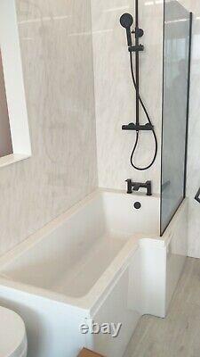 Modern L Shaped Shower Bath Tub Black Bath Screen Front Panel Sizes Left Right