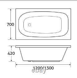 Modern Single Ended Bath Tub Space Saving Compact Shower Bath & Legs 1200mm