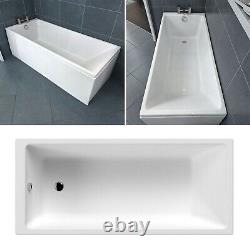 Nuie 1700 x 700mm Thin Edge Straight Single Ended Acrylic Bath Modern Bathroom