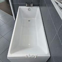 Nuie 1700 x 750mm Thin Edge Single Ended Bath Modern Bathroom Tub White Acrylic