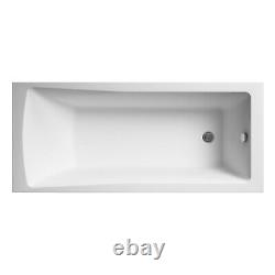 Nuie Modern Single & Double Ended Straight Bath Tub Bathroom Acrylic White Gloss